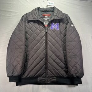 Mount Union Purple Raiders Jacket Men Large Black Quilted Stadium Coach Full Zip